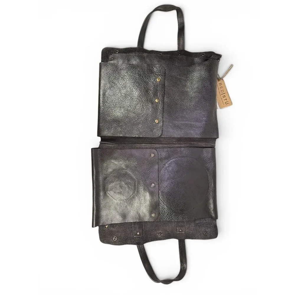 Bed Stu Commuter Laptop Bag Black Leather Messenger Tote 15 Inch Unisex